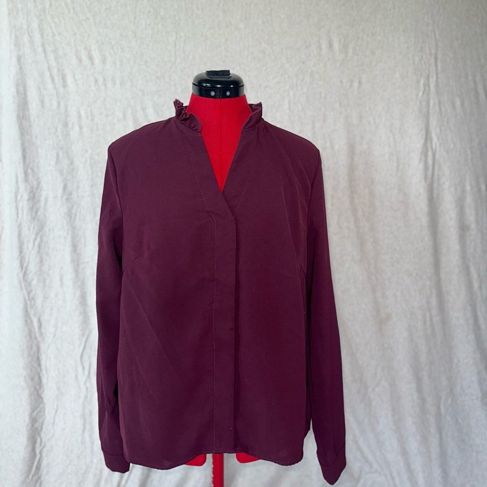 SHEIN Deep Burgundy Button Down Shirt